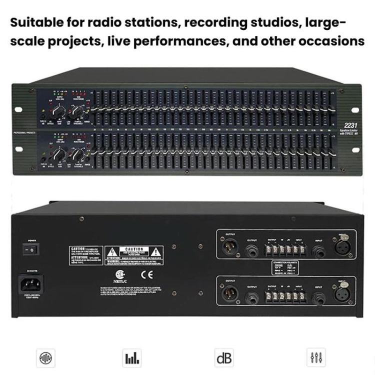 2231 Equalizer Anti-Feedback Audio Performance Stage Conference Effects Processor Noise Reduction Digital Processor UK Plug