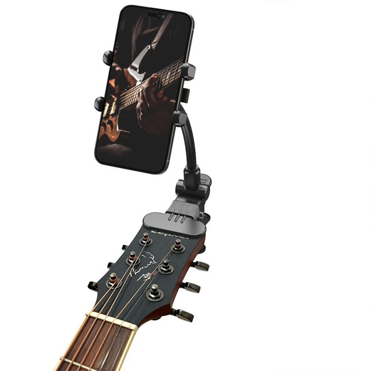 Universal Phone Holder For Recording Live Streaming Teaching Videos Of Guitar/Bass/Ukulele - Black