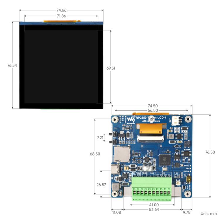 WAVESHARE RP2350 High-Performance Development Board 480 X 480 Resolution - Without Touch Screen