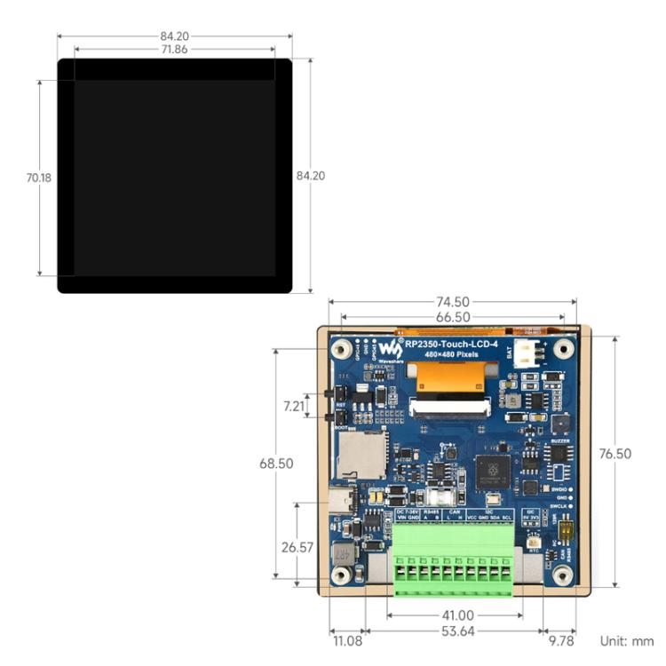 WAVESHARE RP2350 High-Performance Development Board 480 X 480 Resolution - With Touch Screen