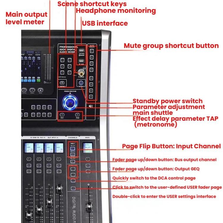 MDX22 USB Bluetooth 48V Phantom Power DSP Digital Mixer EU Plug
