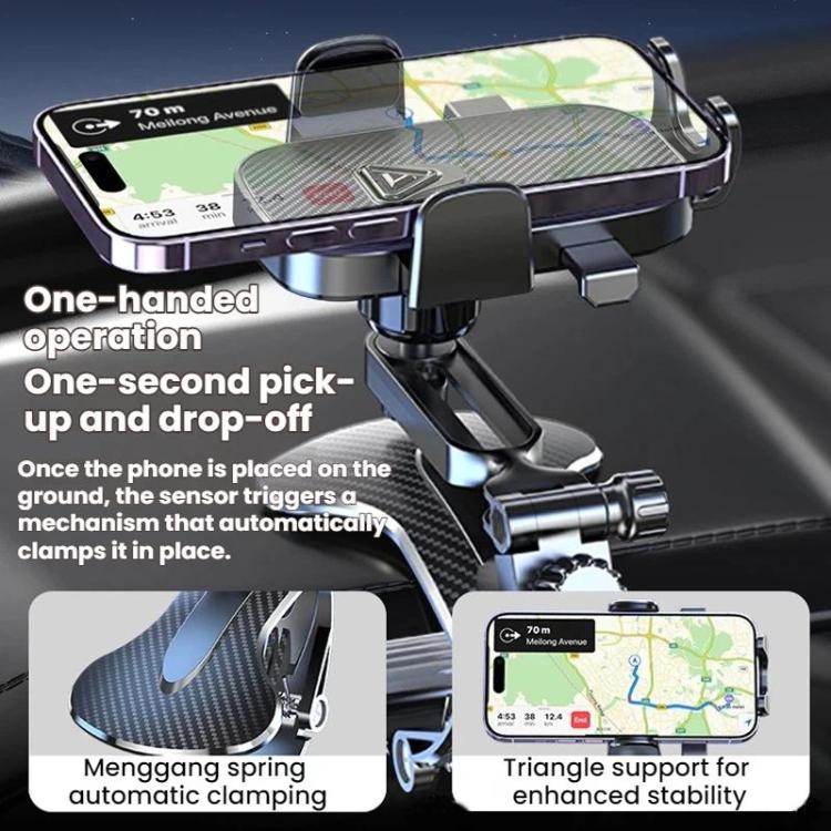 Car Phone Holder With 360-degree Rotation Dashboard Crocodile Clip Mount, Style: Mirror Finish