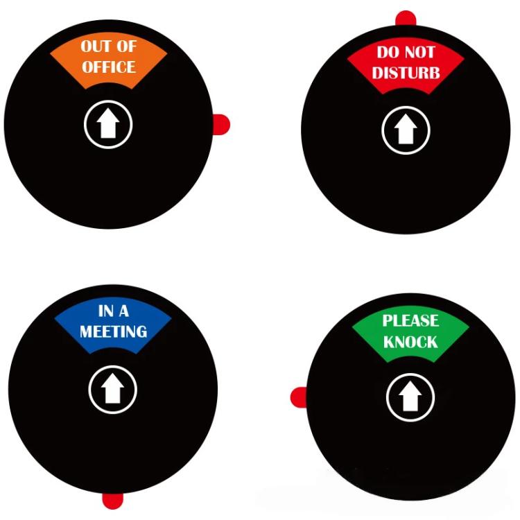 5 Inch 4-In-1 Adhesive Door Sign For Office/Meeting Room Out Of Office/Do Not Disturb/In A Meeting/Please Knock - Black