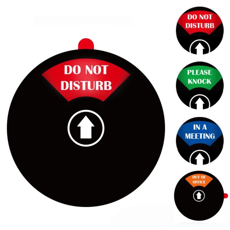 5 Inch 4-In-1 Adhesive Door Sign For Office/Meeting Room Out Of Office/Do Not Disturb/In A Meeting/Please Knock - Black