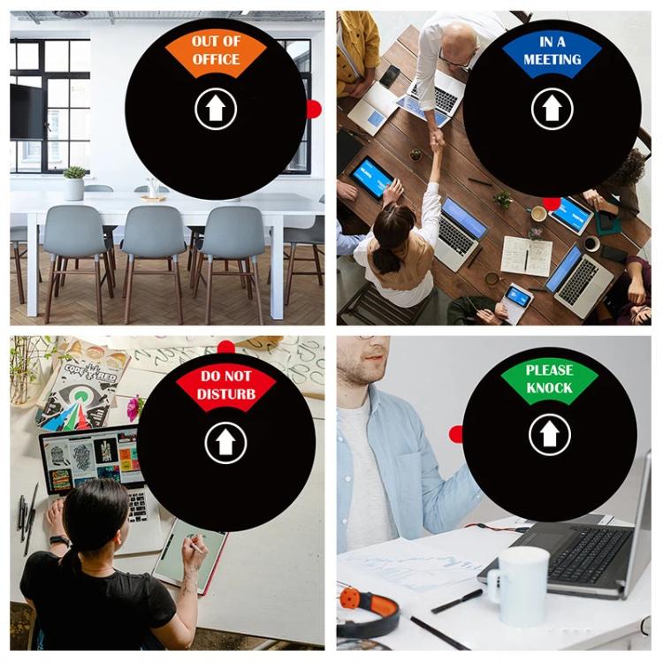 5 Inch 4-In-1 Adhesive Door Sign For Office/Meeting Room Out Of Office/Do Not Disturb/In A Meeting/Please Knock - Black