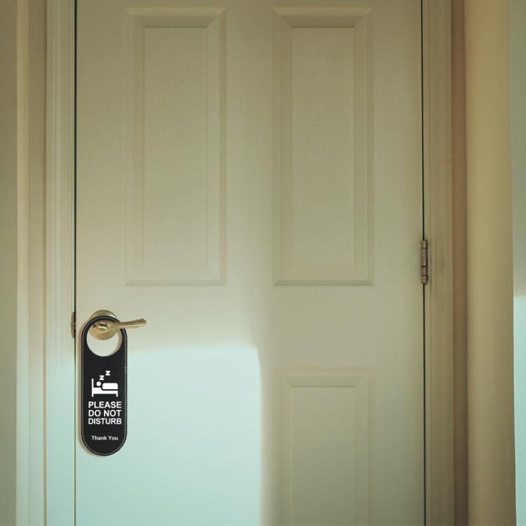 Double-Sided Leather Door Sign For Hotels Please Make Up Room & Do Not Disturb Reversible Hanger