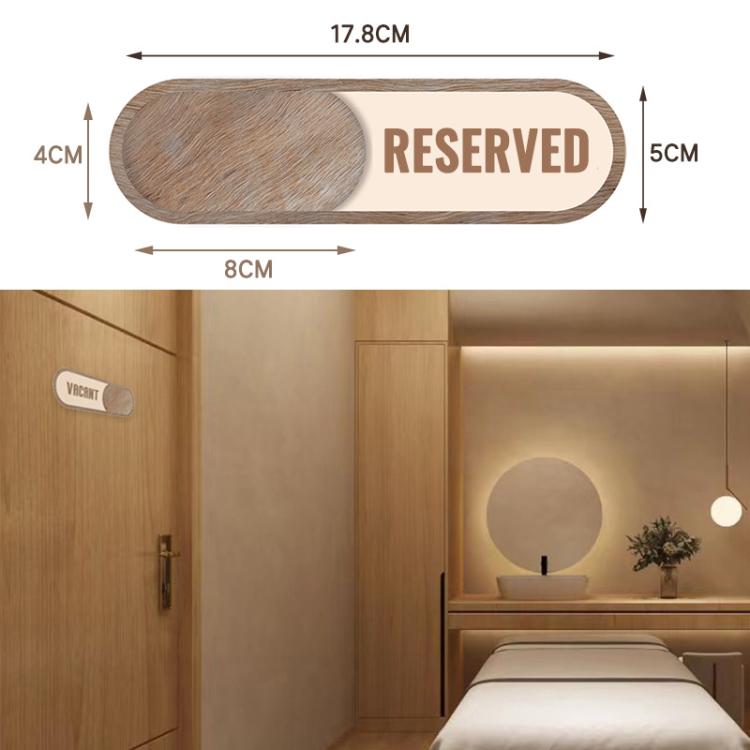 Sliding Door Status Sign for Reserved or Vacant Rooms Self-Adhesive Wood Grain Label for Private Dining Rooms, Spas - 17.8 x 5cm
