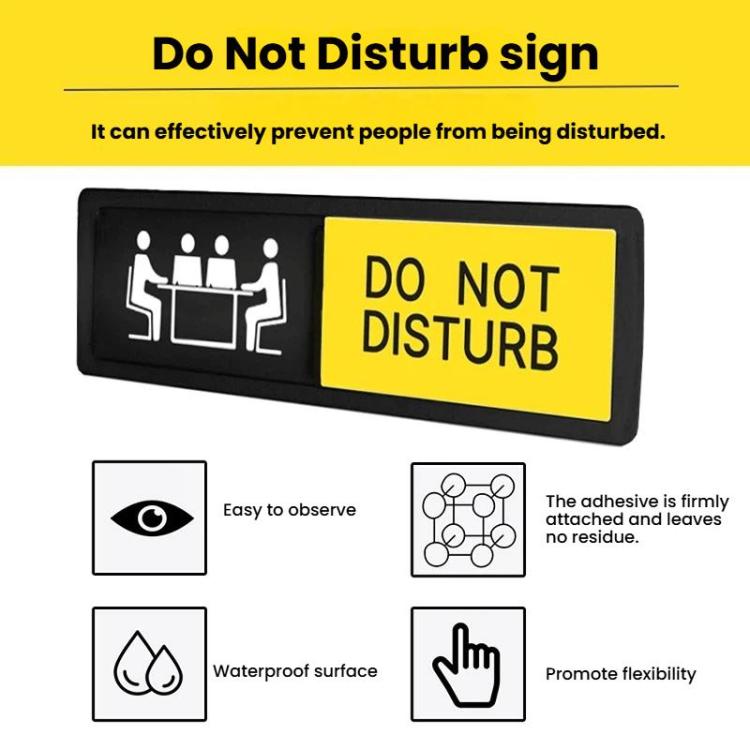 Sliding Do Not Disturb/Welcome Please Knock Sign with Self-Adhesive Backing for Meeting Rooms & Offices - Black Bottom
