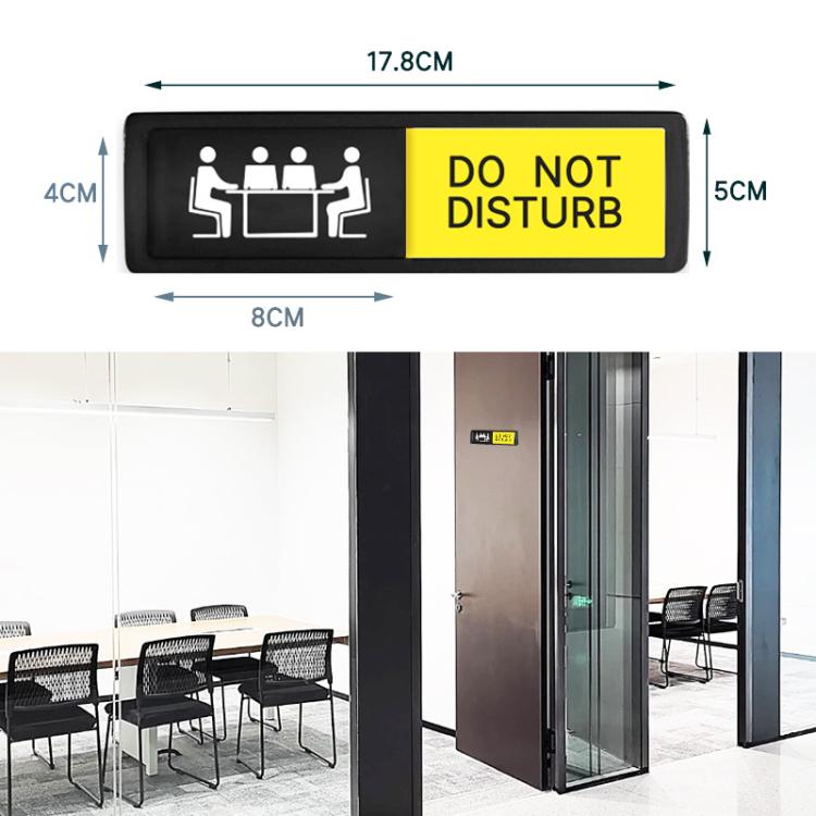 Sliding Do Not Disturb/Welcome Please Knock Sign with Self-Adhesive Backing for Meeting Rooms & Offices - Black Bottom
