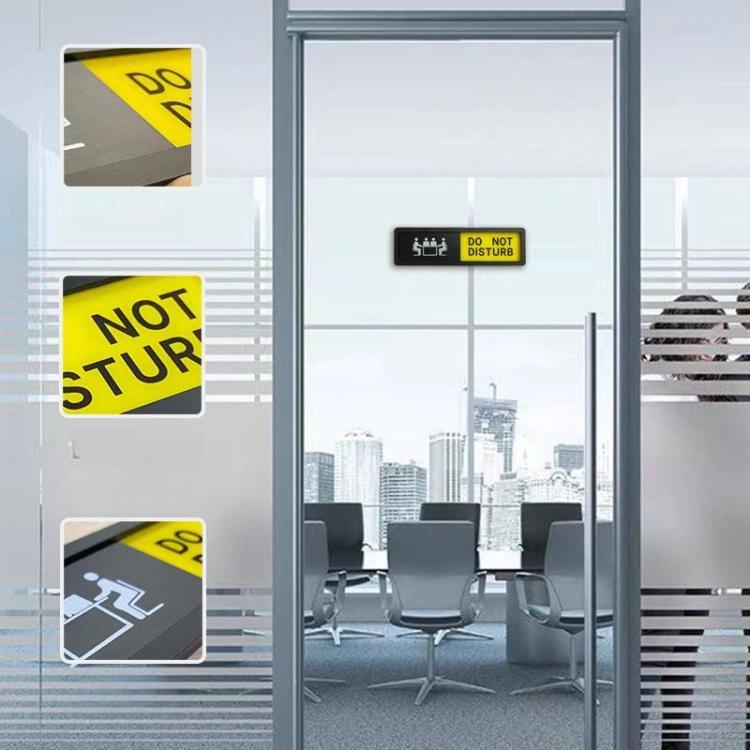 Sliding Do Not Disturb/Welcome Please Knock Sign with Self-Adhesive Backing for Meeting Rooms & Offices - Black Bottom