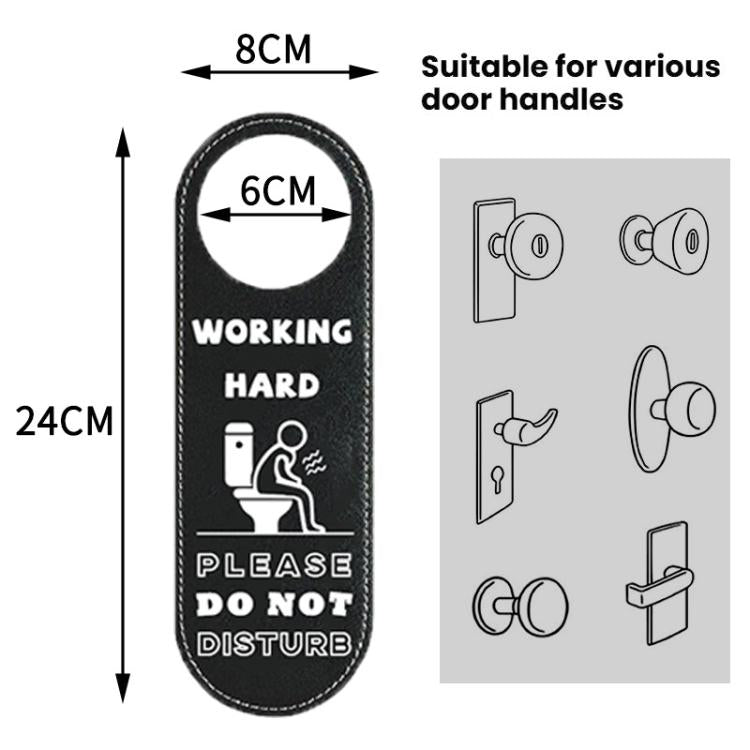 Double-Sided Toilet Door Sign Working Hard Do Not Disturb / Vacant Please Come In Hanger - Black
