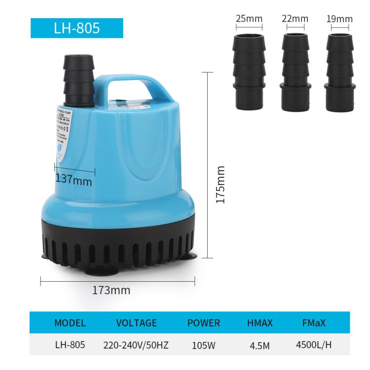 LH-805 105W Submersible Aquarium Water Pump with 360-degree Bottom Suction for Freshwater & Saltwater Tanks