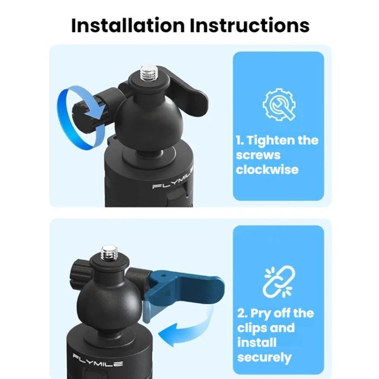 Flymile For DJI / GoPro / Insta360 Selfie Sticks Extension Tripods