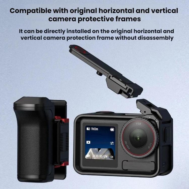 Flymile For DJI Osmo Action 5 Pro / 4 / 3 Camera Cage Handle With Magnetic Quick-Release Base - With Quick Release