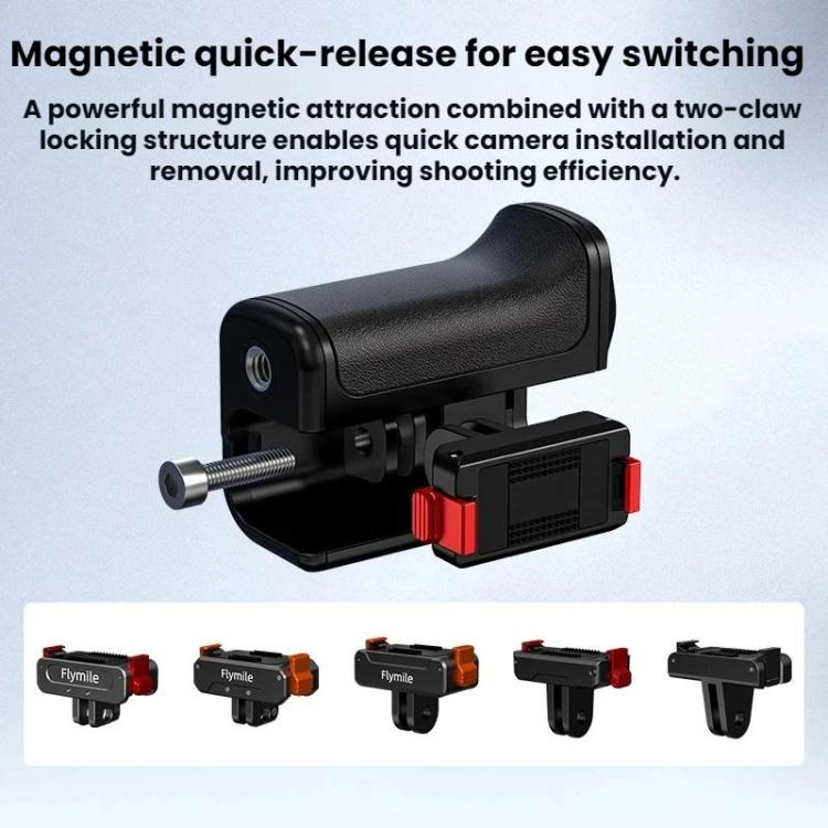 Flymile For DJI Osmo Action 5 Pro / 4 / 3 Camera Cage Handle With Magnetic Quick-Release Base - With Quick Release