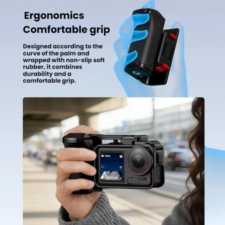 Flymile For DJI Osmo Action 5 Pro / 4 / 3 Camera Cage Handle With Magnetic Quick-Release Base - With Quick Release