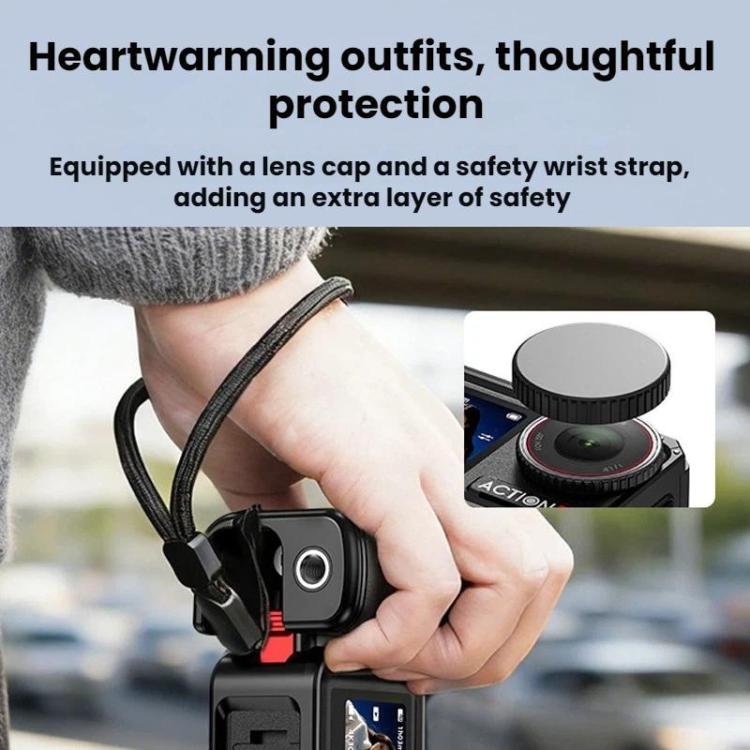 Flymile For DJI Osmo Action 5 Pro / 4 / 3 Camera Cage Handle With Magnetic Quick-Release Base - With Quick Release