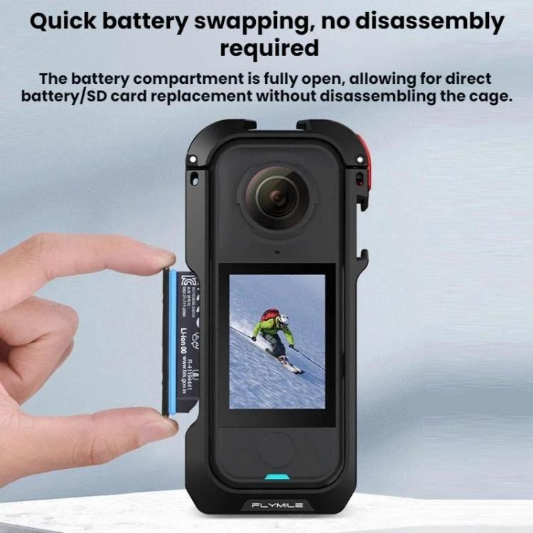For Insta360 X4 Air Flymile Camera Cage Protective Expansion Case - Black Red