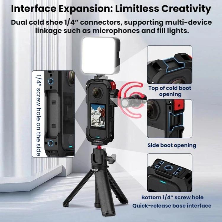 For Insta360 X4 Air Flymile Camera Cage Protective Expansion Case - Black Red