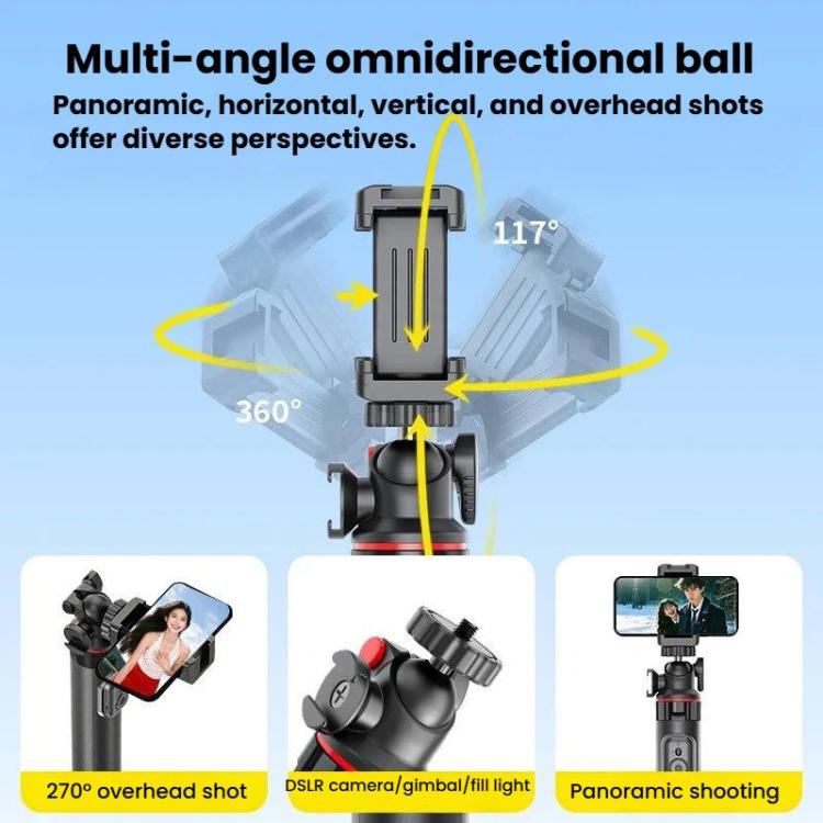 C15 Portable Remote Control Tripod Selfie Stick For Phone & Action Camera, Spec: 1/4 inch Adapter