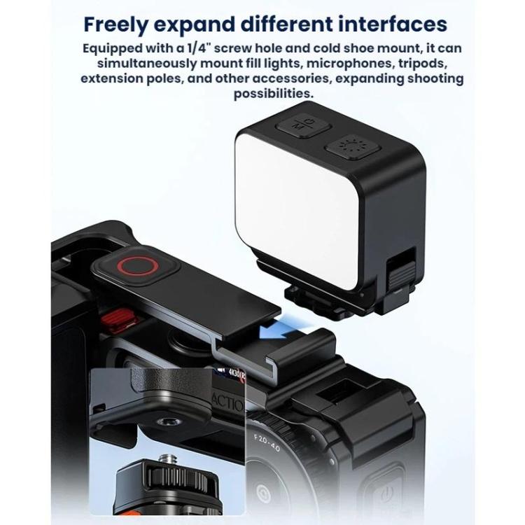 For DJI Osmo Action 6 Flymile Quick-Release Cage Protective Frame Street Photography Handle Kit - Black