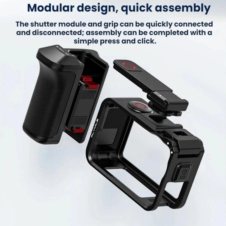 For DJI Osmo Action 6 Flymile Quick-Release Cage Protective Frame Street Photography Handle Kit - Black
