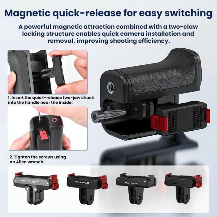For DJI Osmo Action 6 Flymile Quick-Release Cage Protective Frame Street Photography Handle Kit - Black