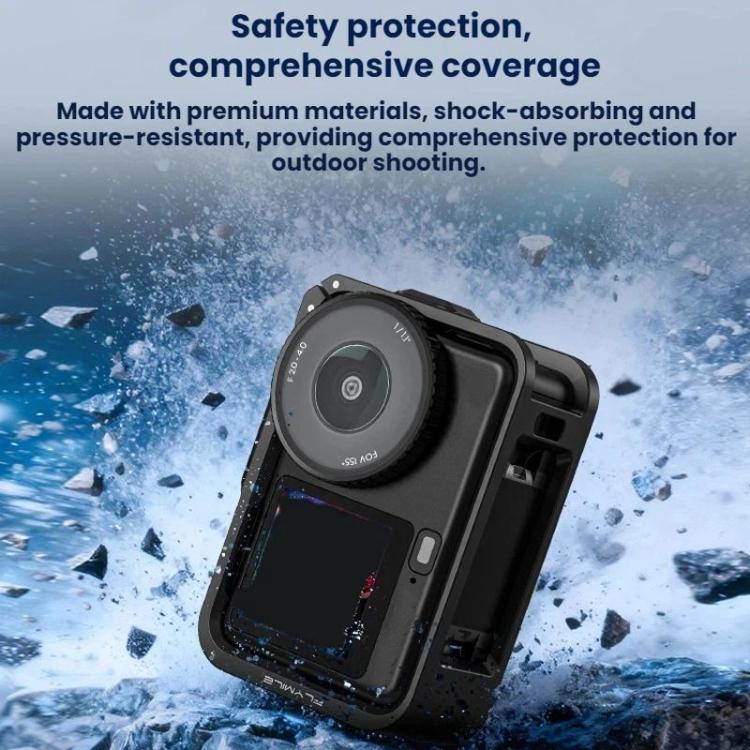For DJI Osmo Action 6 Flymile Quick-Release Cage Protective Frame Street Photography Handle Kit - Black