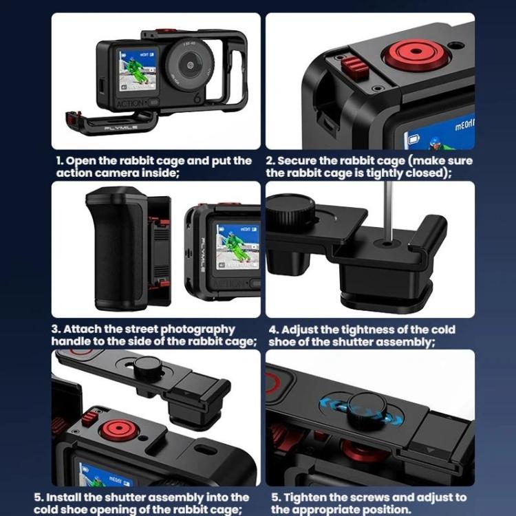 For DJI Osmo Action 6 Flymile Magnetic Quick-Release Base Handheld Shooting Sports Camera Accessory - Black