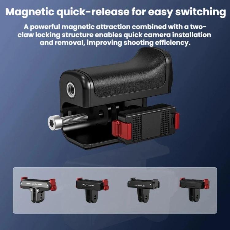 For DJI Osmo Action 6 Flymile Magnetic Quick-Release Base Handheld Shooting Sports Camera Accessory - Black