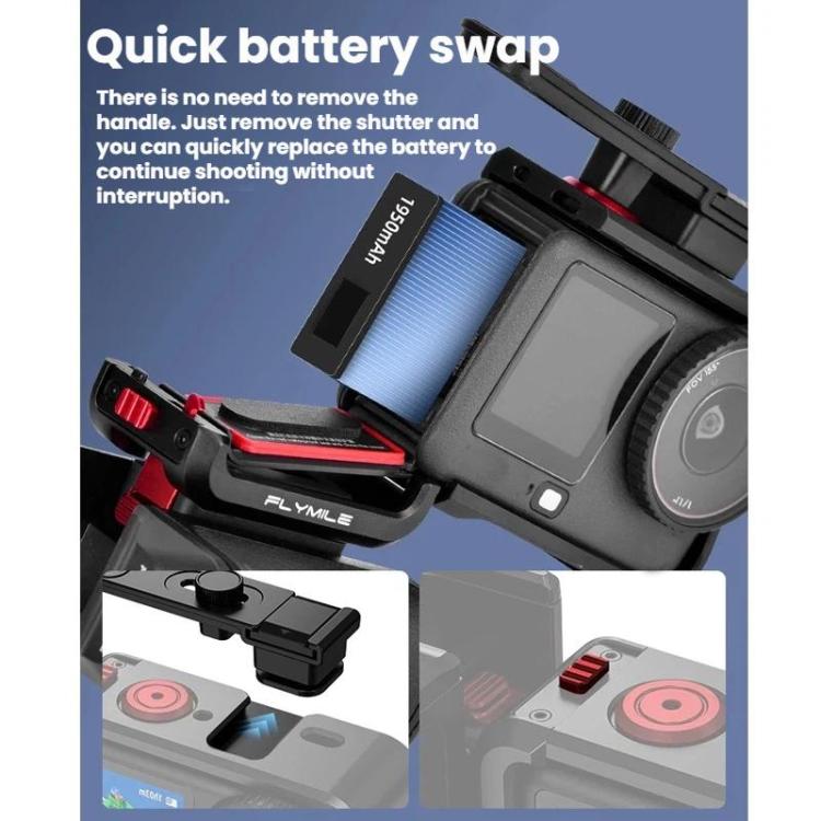 For DJI Osmo Action 6 Flymile Magnetic Quick-Release Base Handheld Shooting Sports Camera Accessory - Black