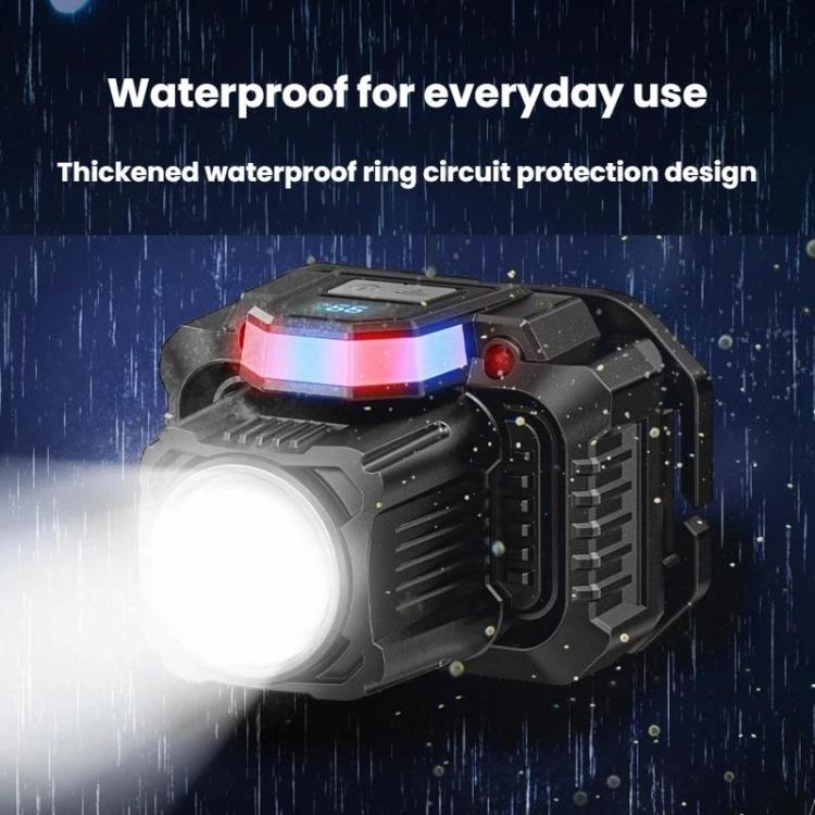 SMILING SHARK TD-0282A-5 Digital Display Zoom High Brightness Headlamp Motion Sensing Hands-Free Work Light - Black