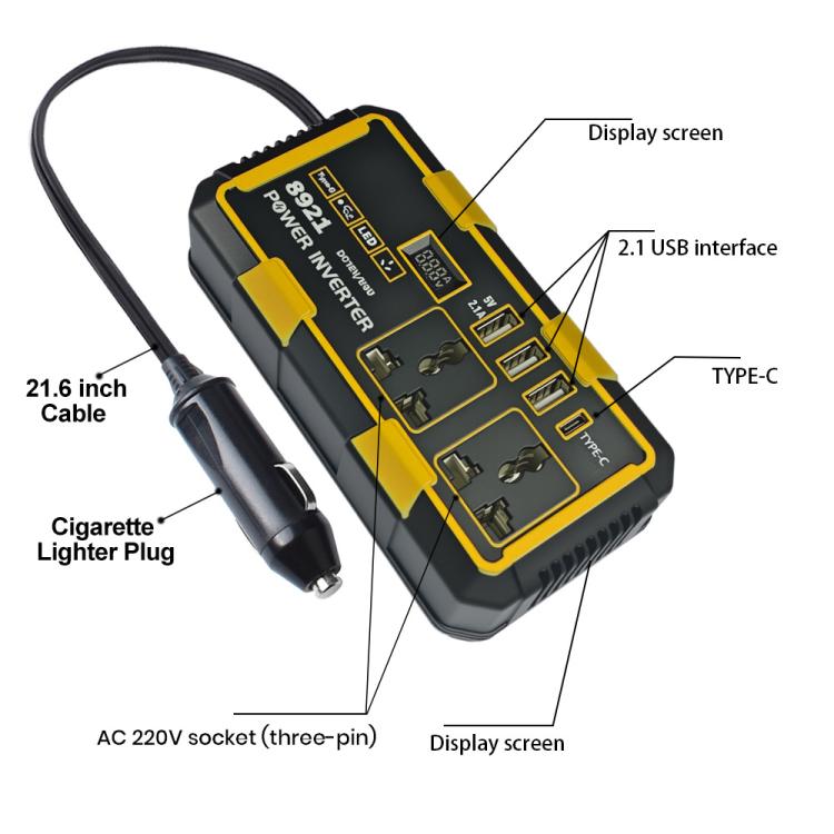 300W Multifunctional Car Cigarette Lighter Power Inverter - 8921