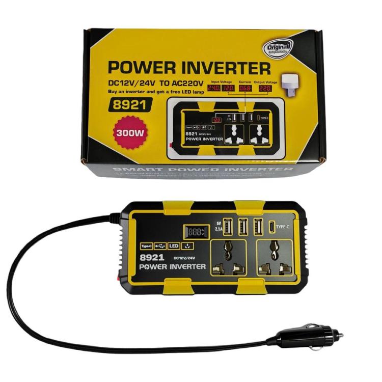 300W Multifunctional Car Cigarette Lighter Power Inverter - 8921