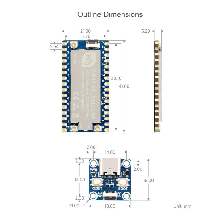 Waveshare ESP32-S3 LoRa Development Board With LR1121 3rd-Gen RF Chip HF Kit