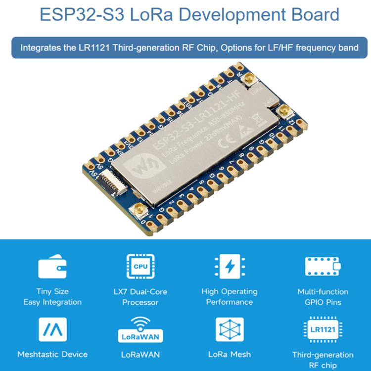 Waveshare ESP32-S3 LoRa Development Board With LR1121 3rd-Gen RF Chip HF Kit