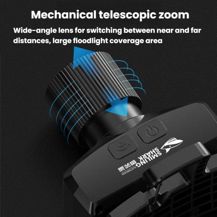 SMILING SHARK TD-0187B Outdoor Mechanical Zoom LED Headlamp Flood Light Rechargeable For Night Running Fishing