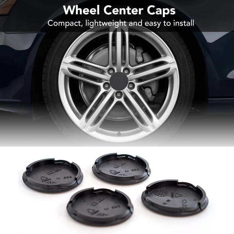 4pcs /Set 55mm Outer Diameter Blank Modified Wheel Hub Center Caps - Black