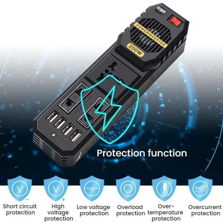 BYGD 200W 12V To 220V Mini Car Power Inverter - E8981