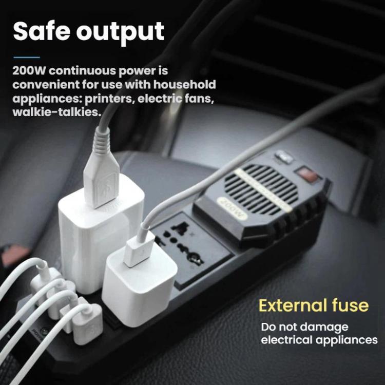 BYGD 200W 12V To 220V Mini Car Power Inverter - E8981