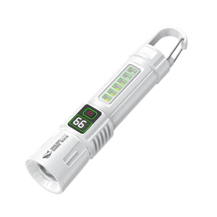 SMILING SHARK SD-5424A Portable Super Bright Digital Display Flashlight With Hook Outdoor Zoomable Telescopic Light - White