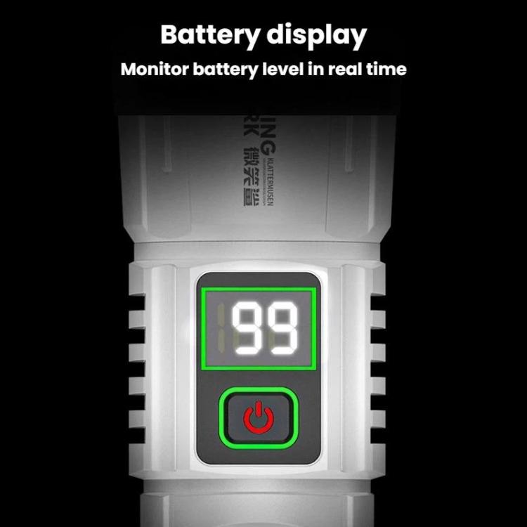 SMILING SHARK SD-5424A Portable Super Bright Digital Display Flashlight With Hook Outdoor Zoomable Telescopic Light - White