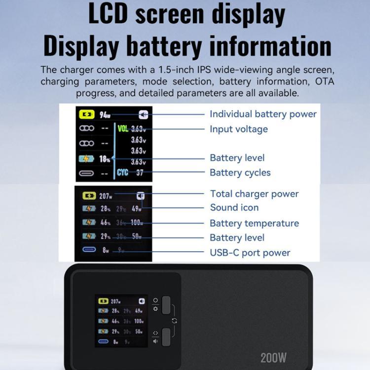 For DJI Air 3 / 3S LKTOP UC342 200W 3-Channel Charger Aerial Photography Charging Butler US Plug