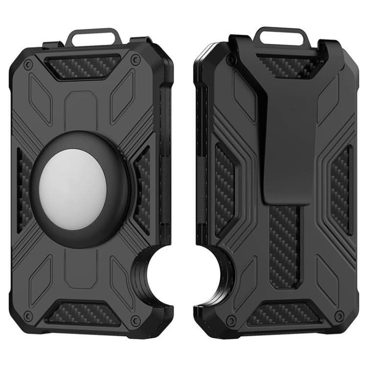 For AirTag 2nd Gen / AirTag 1st Gen RFID Blocking Aluminum Metal Wallet Card Holder - Black