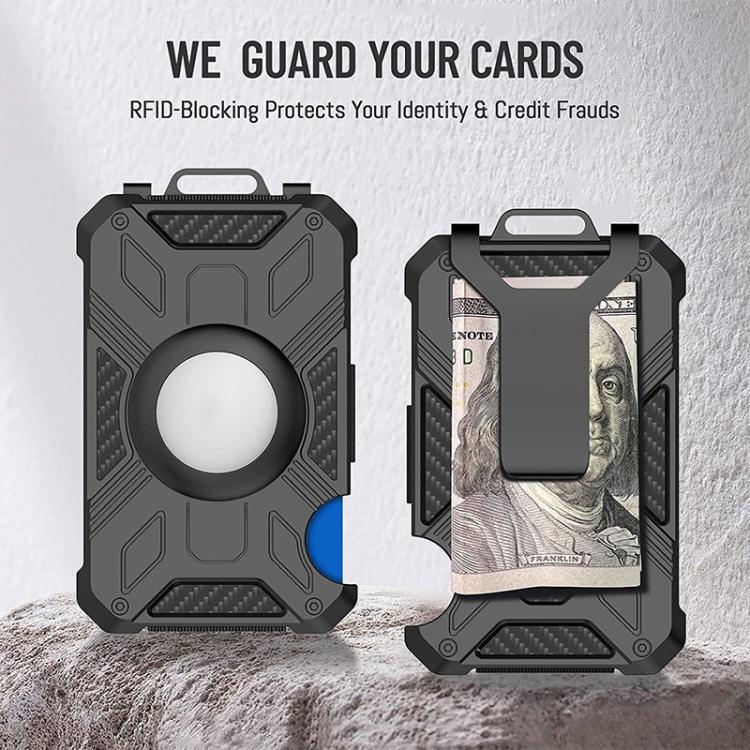 For AirTag 2nd Gen / AirTag 1st Gen RFID Blocking Aluminum Metal Wallet Card Holder - Black