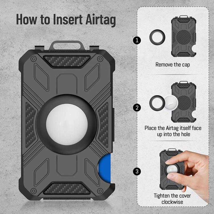 For AirTag 2nd Gen / AirTag 1st Gen RFID Blocking Aluminum Metal Wallet Card Holder - Black