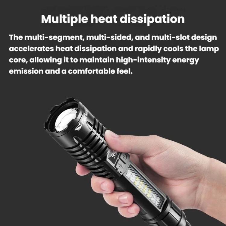 SMILING SHARK SD-5244 Zoomable Digital Display Flashlight With Side Light 4-Gear Dimmable Portable Torch, Style: Hook