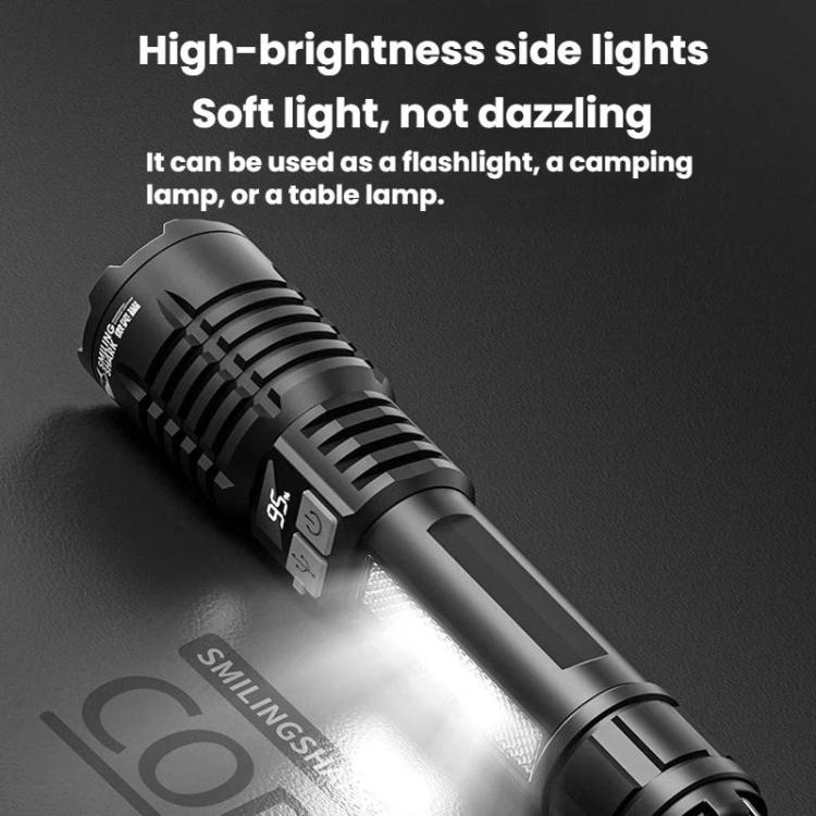 SMILING SHARK SD-5244 Zoomable Digital Display Flashlight With Side Light 4-Gear Dimmable Portable Torch, Style: Breaker Bar
