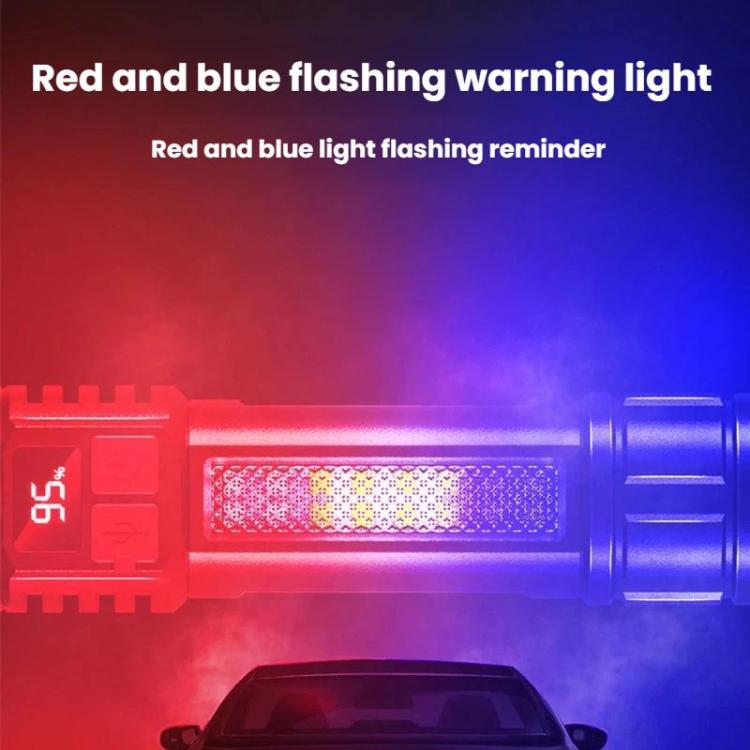 SMILING SHARK SD-5244 Zoomable Digital Display Flashlight With Side Light 4-Gear Dimmable Portable Torch, Style: Breaker Bar