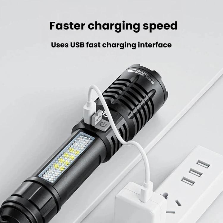 SMILING SHARK SD-5244 Zoomable Digital Display Flashlight With Side Light 4-Gear Dimmable Portable Torch, Style: Breaker Bar